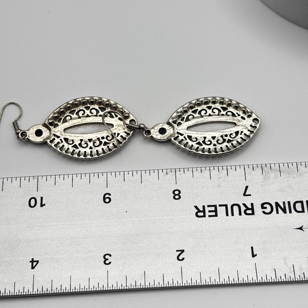 Vintage 90s Silver-Tone Filigree Women's Earring Set Bohemian Retro Drop Dangle - Picture 14 of 14